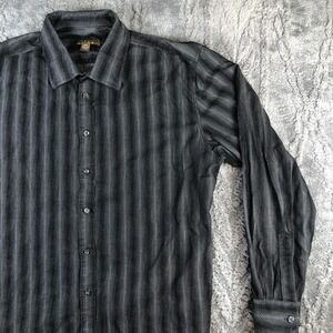 Pronto‎ Uomo Blue Shirt Mens 2XL Black Gray Pattern Button Down Long Sleeve XXL